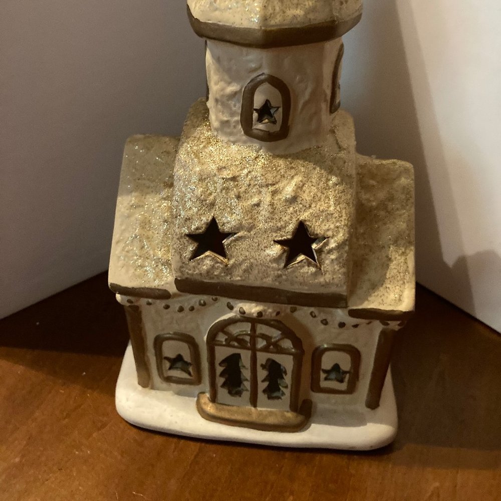 CHURCH CANDLE TEA HOLDER CANDLE NEW STORE DISPLAY